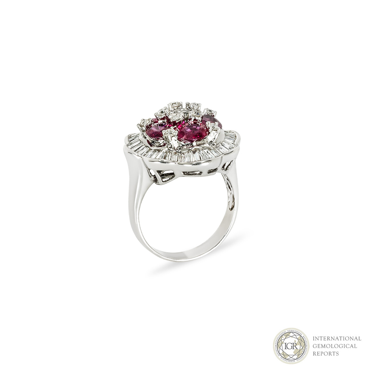White Gold Diamond and Ruby Ring